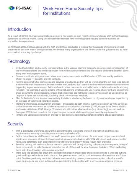 Work From Home Security Tips for Institutions